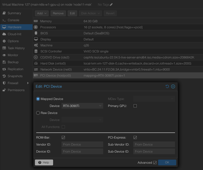 Распределённый инференс и шардирование LLM. Часть 1: настройка GPU, проброс в Proxmox и настройка Kubernetes - 5